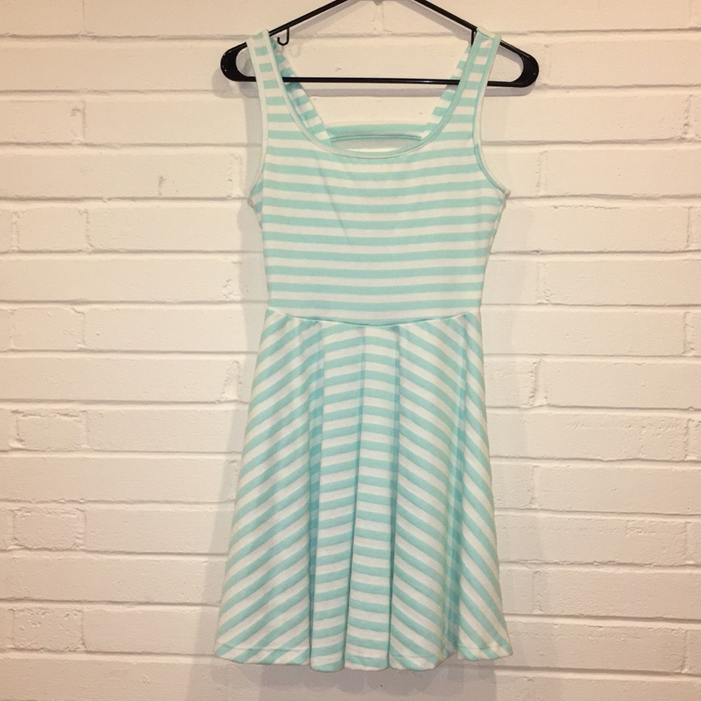 NWT - Cute Mint/White striped skater dress